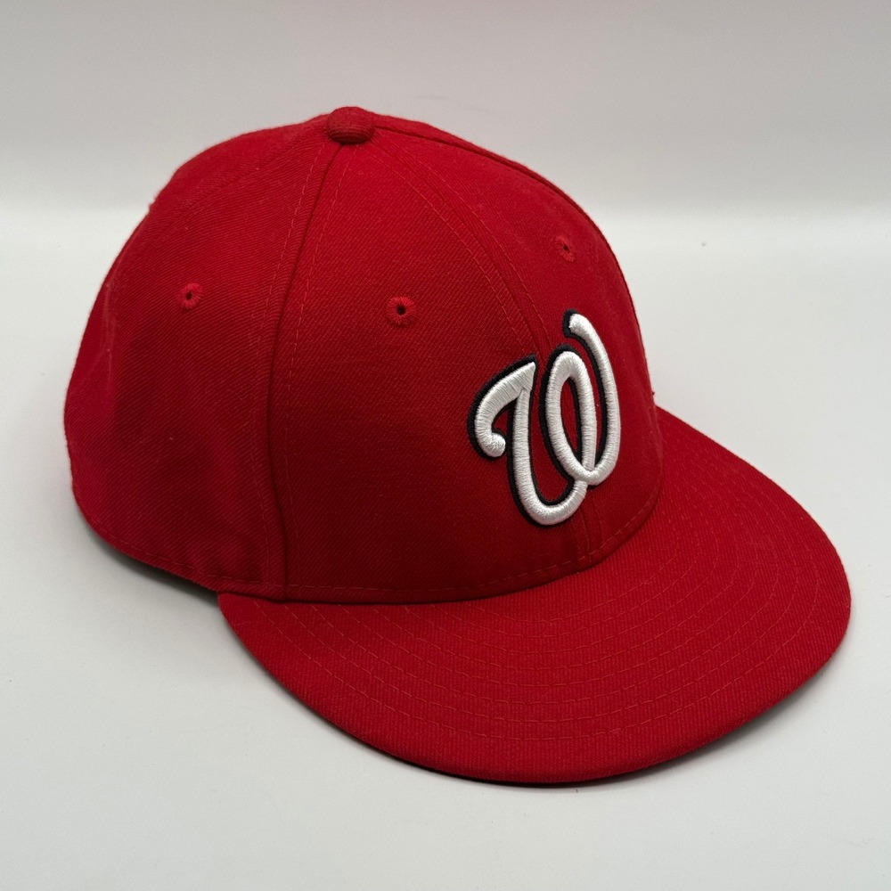 New Era Washington Nationals 59FIFTY Fitted Hat Red MLB Baseball Cap Mens